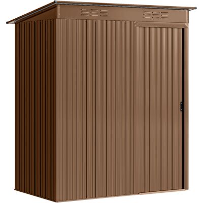 Outsunny Caseta de Jardín Metálica con Puerta Corredera y Ventilación, 159x106x181 cm, Marrón Aosom España Outsunny Caseta de Jardín Metálica con Puerta Corredera y Ventilación, 159x106x181 cm, Marrón Aosom España
