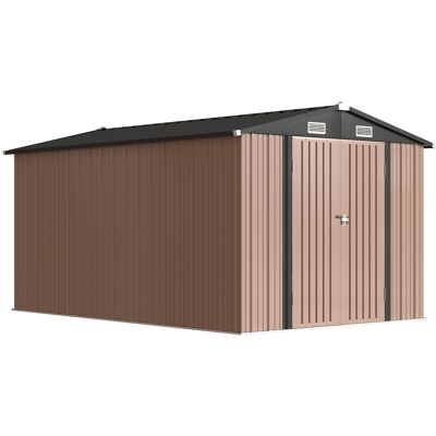 Outsunny Cobertizo de Jardín Metálico 364 x 238 cm con 4 Respiraderos y Puertas Dobles con Cerradura, Marrón Aosom España Outsunny Cobertizo de Jardín Metálico 364 x 238 cm con 4 Respiraderos y Puertas Dobles con Cerradura, Marrón Aosom España
