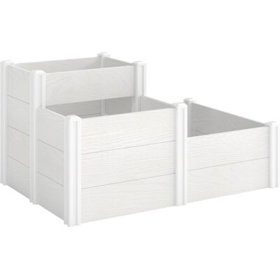 Outsunny Huerto elevado 3 niveles apilable para jardín con suelo abierto, huerto modular montaje DIY plástico Outsunny Huerto elevado 3 niveles apilable para jardín con suelo abierto, huerto modular montaje DIY plástico