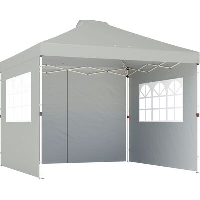 Outsunny Pabellón 3x3 m Impermeable Ajustable en Altura Pop-up Pabellón Plegable con 3 Paredes Laterales Ventanas Ventilación, UV 50+ Gris claro Aosom España Outsunny Pabellón 3x3 m Impermeable Ajustable en Altura Pop-up Pabellón Plegable con 3 Paredes Laterales Ventanas Ventilación, UV 50+ Gris claro Aosom España