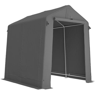 Outsunny Carpa de garaje 2,3 x 1,9 m impermeable carpa para herramientas con puerta enrollable con cremallera ventilación techo a dos aguas Gris oscuro Outsunny Carpa de garaje 2,3 x 1,9 m impermeable carpa para herramientas con puerta enrollable con cremallera ventilación techo a dos aguas Gris oscuro