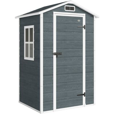 Outsunny Caseta de jardín de plástico con suelo puerta con cerradura ventana y ventilación 128 x 104 x196 cm gris Aosom España Outsunny Caseta de jardín de plástico con suelo puerta con cerradura ventana y ventilación 128 x 104 x196 cm gris Aosom España
