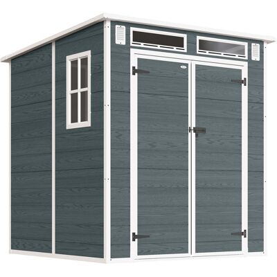 Outsunny Cobertizo de Jardín de Resina Cobertizo de Almacenamiento Puerta Doble 3 Ventanas y 2 Ventilaciones Anti-UV con Suelo 3,3 m² Gris Aosom España Outsunny Cobertizo de Jardín de Resina Cobertizo de Almacenamiento Puerta Doble 3 Ventanas y 2 Ventilaciones Anti-UV con Suelo 3,3 m² Gris Aosom España