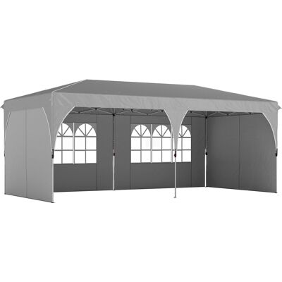 Outsunny Cenador de jardín 3 x 6 m pop-up carpa plegable altura regulable impermeable protección UV50+ gris Aosom España Outsunny Cenador de jardín 3 x 6 m pop-up carpa plegable altura regulable impermeable protección UV50+ gris Aosom España