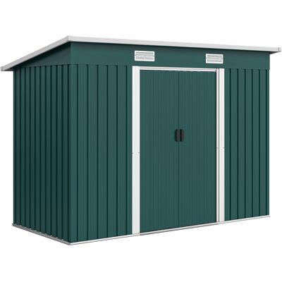 Outsunny Caseta de Jardín en Acero 272 x 134 cm con Puertas Correderas Dobles y 2 Tomas de Aire, Verde Aosom España Outsunny Caseta de Jardín en Acero 272 x 134 cm con Puertas Correderas Dobles y 2 Tomas de Aire, Verde Aosom España