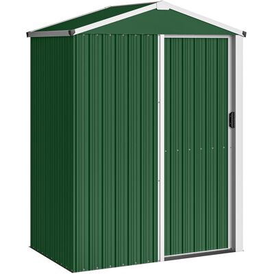 Outsunny Cobertizo de jardín en acero 1.1m² con puerta corredera cerrable, 136x87x179 cm, verde Aosom España Outsunny Cobertizo de jardín en acero 1.1m² con puerta corredera cerrable, 136x87x179 cm, verde Aosom España