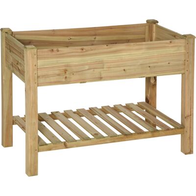 Outsunny Jardinera elevada con estante de almacenamiento en madera, huerto cuadrado elevado sobre patas, 113 x 56 x 84 cm, verde Aosom España Outsunny Jardinera elevada con estante de almacenamiento en madera, huerto cuadrado elevado sobre patas, 113 x 56 x 84 cm, verde Aosom España