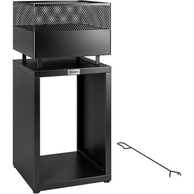 Outsunny Brasero 39 x 39 x 87 cm brasero con almacenamiento para leña rejilla para carbón patas ajustables, Negro Aosom España Outsunny Brasero 39 x 39 x 87 cm brasero con almacenamiento para leña rejilla para carbón patas ajustables, Negro Aosom España