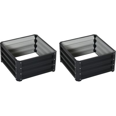Outsunny Pack de 2 jardineras elevadas, cajón de cultivo para verduras y flores, acero galvanizado 60 x 60 x 30,5 cm, gris Aosom España Outsunny Pack de 2 jardineras elevadas, cajón de cultivo para verduras y flores, acero galvanizado 60 x 60 x 30,5 cm, gris Aosom España