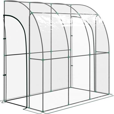 Outsunny Invernadero adosado para jardín, invernadero para balcón, cubierta reforzada de PVC, 2 puertas enrollables, 214 x 118 x 212 cm, transparente Aosom España Outsunny Invernadero adosado para jardín, invernadero para balcón, cubierta reforzada de PVC, 2 puertas enrollables, 214 x 118 x 212 cm, transparente Aosom España