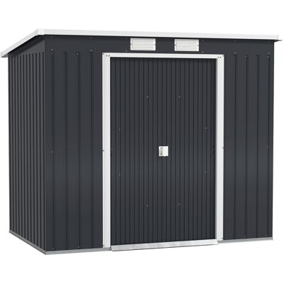 Outsunny Cobertizo de Jardín Exterior 2,4 m² 213x130x173 cm con Puerta Corredera Techo Inclinado Base sin Suelo y Ventanas Gris Outsunny Cobertizo de Jardín Exterior 2,4 m² 213x130x173 cm con Puerta Corredera Techo Inclinado Base sin Suelo y Ventanas Gris
