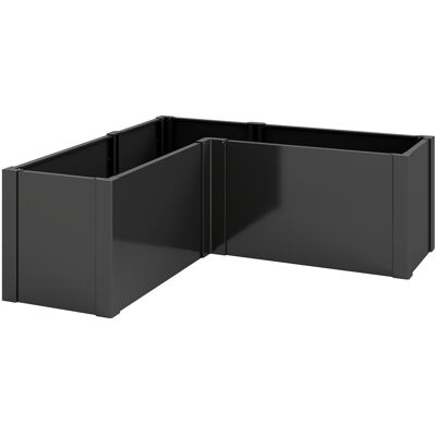 Outsunny Huerto elevado en L para flores, resistente a la intemperie, cama de cultivo de acero galvanizado 150 x 150 x 55 cm Negro Outsunny Huerto elevado en L para flores, resistente a la intemperie, cama de cultivo de acero galvanizado 150 x 150 x 55 cm Negro