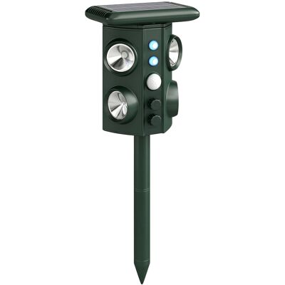 Outsunny Repelente solar ultrasónico para gatos, 5 modos, sensor PIR, flash LED Outsunny Repelente solar ultrasónico para gatos, 5 modos, sensor PIR, flash LED