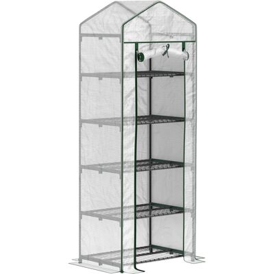 Outsunny Invernadero de Exterior con Estantes de 5 Niveles Puerta con Cremallera y Marco de Acero 69x49x193 cm Transparente Outsunny Invernadero de Exterior con Estantes de 5 Niveles Puerta con Cremallera y Marco de Acero 69x49x193 cm Transparente