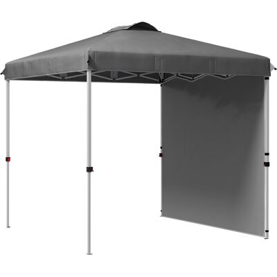 Outsunny Cenador Plegable de Jardín de 2,5x2,5 m con Altura Ajustable Anti-UV con 1 Pared Lateral y Bolsas de Arena Gris Oscuro Aosom España Outsunny Cenador Plegable de Jardín de 2,5x2,5 m con Altura Ajustable Anti-UV con 1 Pared Lateral y Bolsas de Arena Gris Oscuro Aosom España