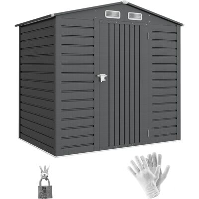 Outsunny Caseta de Jardín Exterior 190x131x188 cm Cobertizo Metálico con 2 Ventilaciones y Puerta para Herramientas Gris Outsunny Caseta de Jardín Exterior 190x131x188 cm Cobertizo Metálico con 2 Ventilaciones y Puerta para Herramientas Gris