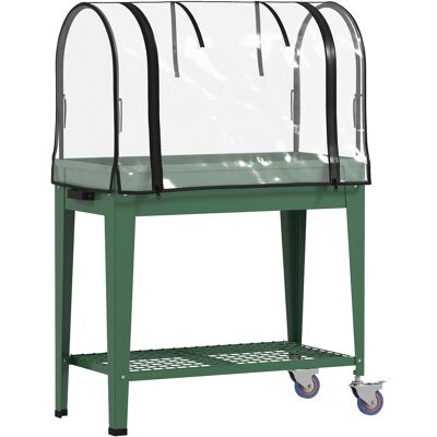 Outsunny Huerto Urbano Elevado con Ruedas Cubierta de Invernadero y Estante Inferior para Cultivo Plantas 80x40x120 cm Verde Outsunny Huerto Urbano Elevado con Ruedas Cubierta de Invernadero y Estante Inferior para Cultivo Plantas 80x40x120 cm Verde