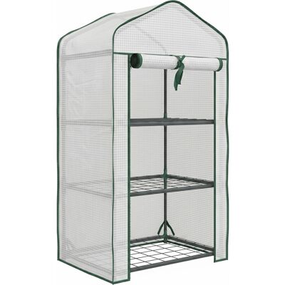 Outsunny Invernadero de Jardín con 3 Estantes 1 Puerta con Cremallera para Cultivo de Plantas 59x39x127 cm Blanco Aosom España Outsunny Invernadero de Jardín con 3 Estantes 1 Puerta con Cremallera para Cultivo de Plantas 59x39x127 cm Blanco Aosom España