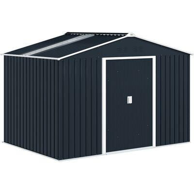 Outsunny Cobertizo de Jardín 4,9 m² 277x195x192 cm con 2 Puertas Corredizas Base Refuerzo (Suelo NO Incluido) Gris Oscuro Outsunny Cobertizo de Jardín 4,9 m² 277x195x192 cm con 2 Puertas Corredizas Base Refuerzo (Suelo NO Incluido) Gris Oscuro