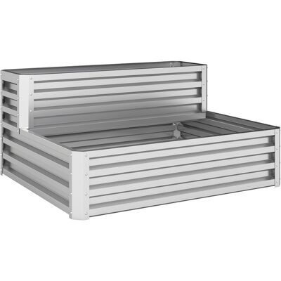 Outsunny Jardinera Exterior de Acero Galvanizado con Diseño de Escalera Base Abierta para Cultivos Plantas 120x101x58 cm Plata Outsunny Jardinera Exterior de Acero Galvanizado con Diseño de Escalera Base Abierta para Cultivos Plantas 120x101x58 cm Plata