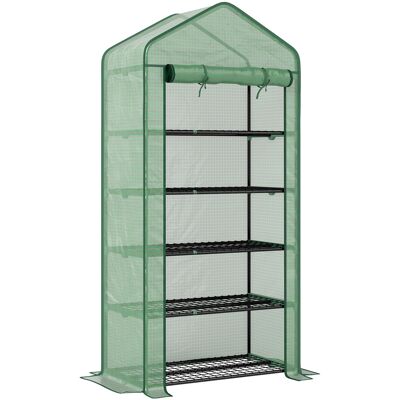 Outsunny Invernadero Resistente de 5 Niveles 1 Puerta con Cremallera Anti-UV Diseño Ensanchado Estantes 90x49x193 cm Verde Aosom España Outsunny Invernadero Resistente de 5 Niveles 1 Puerta con Cremallera Anti-UV Diseño Ensanchado Estantes 90x49x193 cm Verde Aosom España