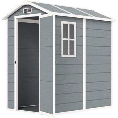 Outsunny Cobertizo de Jardín Exterior 2,1 m² 131x186x198 cm Caseta de Jardín con Suelo Ventana y Puerta con Cerradura Gris Outsunny Cobertizo de Jardín Exterior 2,1 m² 131x186x198 cm Caseta de Jardín con Suelo Ventana y Puerta con Cerradura Gris
