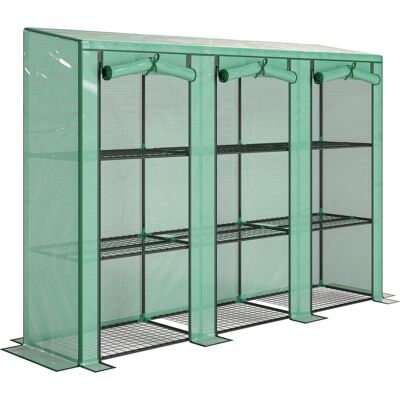 Outsunny Invernadero de Exterior de 3 Niveles con Puerta Enrollable con Cremallera 9 Estantes Cubierta de PE 215x46x151cm Verde Outsunny Invernadero de Exterior de 3 Niveles con Puerta Enrollable con Cremallera 9 Estantes Cubierta de PE 215x46x151cm Verde
