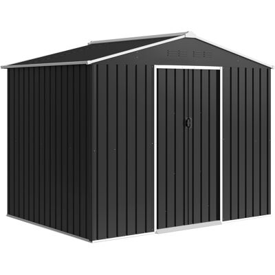 Outsunny Cobertizo de Jardín Exterior 3,6 m² 236x171x191 cm con Puertas Correderas y Ranuras de Ventilación Gris Oscuro Outsunny Cobertizo de Jardín Exterior 3,6 m² 236x171x191 cm con Puertas Correderas y Ranuras de Ventilación Gris Oscuro