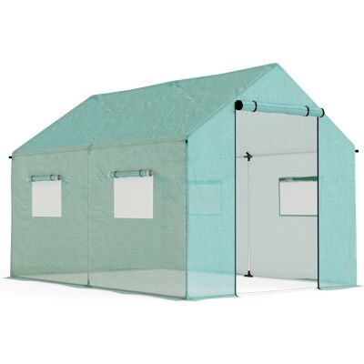 Outsunny Invernadero Caseta Invernadero de Túnel con 4 Ventanas de Malla y Puerta con Cremallera 2x3x2 m Verde Aosom España Outsunny Invernadero Caseta Invernadero de Túnel con 4 Ventanas de Malla y Puerta con Cremallera 2x3x2 m Verde Aosom España