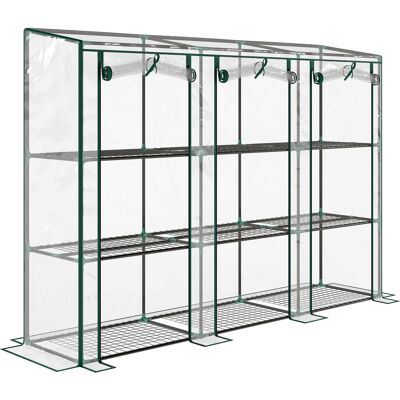 Outsunny Invernadero de Exterior con Estantes de 3 Niveles Puertas con Cremallera y Marco de Acero 215x46x151 cm Transparente Outsunny Invernadero de Exterior con Estantes de 3 Niveles Puertas con Cremallera y Marco de Acero 215x46x151 cm Transparente