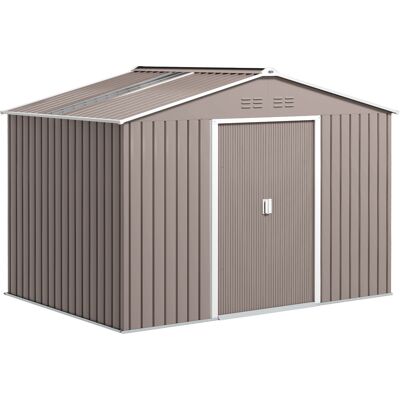 Outsunny Cobertizo de Jardín 4,9 m² 277x195x192 cm con 2 Puertas Correderas Techo de Fibra de Vidrio y 4 Ventanas Gris Claro Outsunny Cobertizo de Jardín 4,9 m² 277x195x192 cm con 2 Puertas Correderas Techo de Fibra de Vidrio y 4 Ventanas Gris Claro