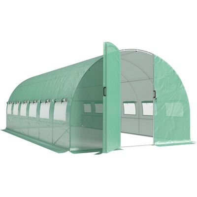 Outsunny Invernadero de Túnel 6x3x2 m con Puerta con Bisagras 12 Ventanas de Malla y Estructura de Acero Galvanizado Verde Outsunny Invernadero de Túnel 6x3x2 m con Puerta con Bisagras 12 Ventanas de Malla y Estructura de Acero Galvanizado Verde