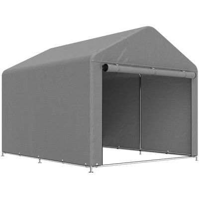 Outsunny Carpa de Jardín para Bicicletas con Marco de Metal Galvanizado Puerta con Cremallera Impermeable Anti-UV 2,4x2x2 m Gris Outsunny Carpa de Jardín para Bicicletas con Marco de Metal Galvanizado Puerta con Cremallera Impermeable Anti-UV 2,4x2x2 m Gris