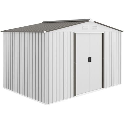 Outsunny Caseta de Jardín 277x195x192 cm Cobertizo de Exterior Metálico para Almacenamiento de Herramientas Plata y Gris Aosom España Outsunny Caseta de Jardín 277x195x192 cm Cobertizo de Exterior Metálico para Almacenamiento de Herramientas Plata y Gris Aosom España
