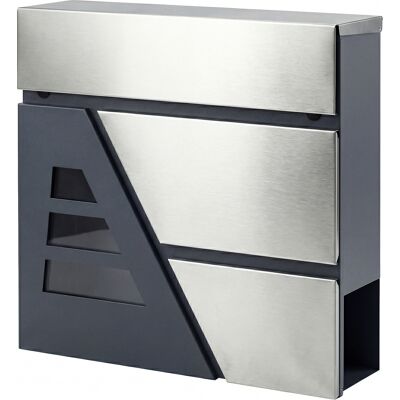 Homcom Buzón Exterior de Pared 13 L con Cerradura y Soporte para Periódicos, Gris Oscuro Aosom España Homcom Buzón Exterior de Pared 13 L con Cerradura y Soporte para Periódicos, Gris Oscuro Aosom España