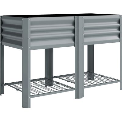 Outsunny Huerto Urbano Elevado con Estante Inferior Mesa de Cultivo de Metal Galvanizado con Forro 120x55x80 cm Gris Plateado Outsunny Huerto Urbano Elevado con Estante Inferior Mesa de Cultivo de Metal Galvanizado con Forro 120x55x80 cm Gris Plateado