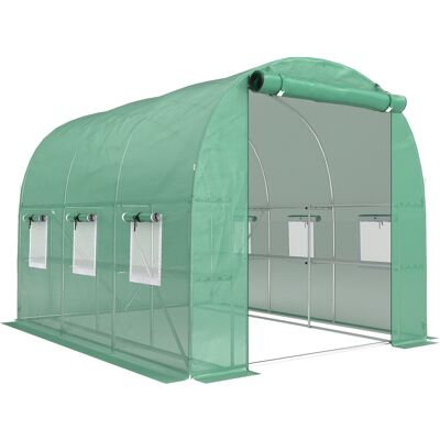 Outsunny Invernadero de Exterior 2,8x2x1,9 m con Estantes Invernadero de Túnel con Puerta Enrollable 6 Ventanas de Malla Verde Outsunny Invernadero de Exterior 2,8x2x1,9 m con Estantes Invernadero de Túnel con Puerta Enrollable 6 Ventanas de Malla Verde
