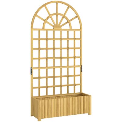 Outsunny Jardinera con Enrejado de Madera con Drenaje para Cultivos Verduras Flores Hierbas 90x30x180 cm Natural Outsunny Jardinera con Enrejado de Madera con Drenaje para Cultivos Verduras Flores Hierbas 90x30x180 cm Natural