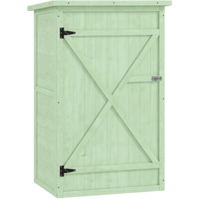 Outsunny Armario de Jardín de Madera para Exterior para Herramientas con 2 Estantes y Techo Asfáltico 75x56x115 cm Verde Aosom España Outsunny Armario de Jardín de Madera para Exterior para Herramientas con 2 Estantes y Techo Asfáltico 75x56x115 cm Verde Aosom España