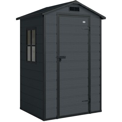 Outsunny Cobertizo de Jardín Exterior 1,09 m² 128x104x196 cm con Suelo Puerta con Cerradura Ventana y Ventilación Gris Oscuro Outsunny Cobertizo de Jardín Exterior 1,09 m² 128x104x196 cm con Suelo Puerta con Cerradura Ventana y Ventilación Gris Oscuro