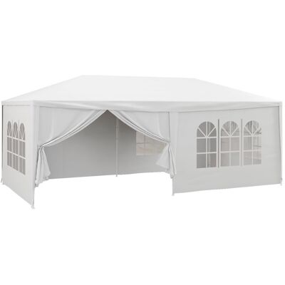 Outsunny - Cenador Exterior 6x3 m - Blanco - Gazebo Outsunny - Cenador Exterior 6x3 m - Blanco - Gazebo