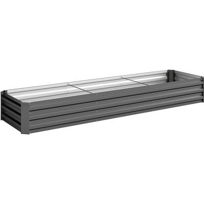 Outsunny Jardinera Exterior Grande Rectangular de Acero Galvanizado Huerto Urbano con Base Abierta 240x60x30 cm Gris Oscuro Outsunny Jardinera Exterior Grande Rectangular de Acero Galvanizado Huerto Urbano con Base Abierta 240x60x30 cm Gris Oscuro