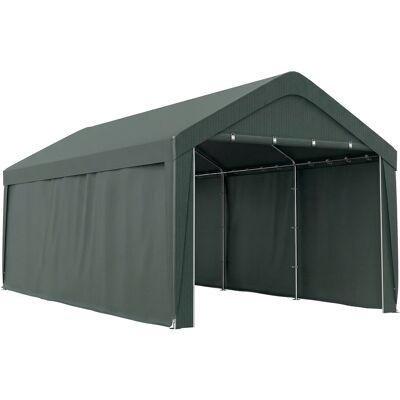 Outsunny Carpa Garaje de Exterior 3x6 m con Tejido PE Resistente Estructura de Acero y Paredes Desmontables Gris Oscuro Outsunny Carpa Garaje de Exterior 3x6 m con Tejido PE Resistente Estructura de Acero y Paredes Desmontables Gris Oscuro
