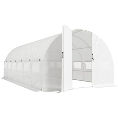 Outsunny Invernadero de Túnel 6x3x2 m con Puerta con Bisagras 12 Ventanas de Malla y Estructura de Acero Galvanizado Blanco Outsunny Invernadero de Túnel 6x3x2 m con Puerta con Bisagras 12 Ventanas de Malla y Estructura de Acero Galvanizado Blanco