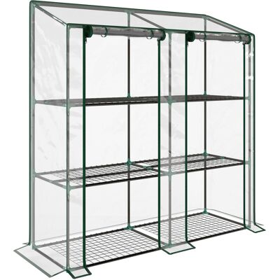 Outsunny Invernadero de Jardín de 3 Niveles con Estantes Techo Inclinado y Puertas con Cremallera 143x46x141/151 cm Transparente Aosom España Outsunny Invernadero de Jardín de 3 Niveles con Estantes Techo Inclinado y Puertas con Cremallera 143x46x141/151 cm Transparente Aosom España