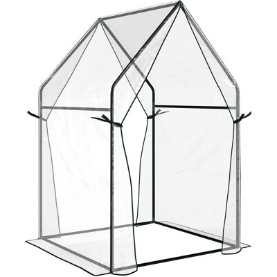 Outsunny Invernadero de Terraza con 2 Puertas con Cremallera Anti-UV para Cultivo de Plantas Flores 90x90x145 cm Transparente Outsunny Invernadero de Terraza con 2 Puertas con Cremallera Anti-UV para Cultivo de Plantas Flores 90x90x145 cm Transparente