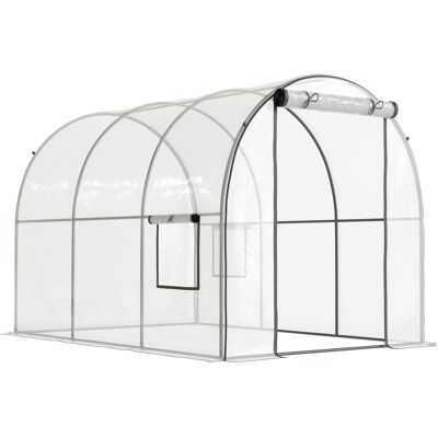 Outsunny Invernadero de Túnel 3x2x2 m con Puerta Enrollable 2 Ventanas de Malla y Estructura de Acero Transparente Outsunny Invernadero de Túnel 3x2x2 m con Puerta Enrollable 2 Ventanas de Malla y Estructura de Acero Transparente