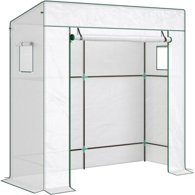 Outsunny Invernadero de Exterior con Ventanas de Malla y Puerta con Cremallera para Cultivar Plantas Flores 196x77x197 cm Blanco Outsunny Invernadero de Exterior con Ventanas de Malla y Puerta con Cremallera para Cultivar Plantas Flores 196x77x197 cm Blanco