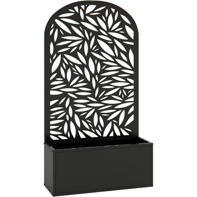 Outsunny Jardinera con Pantalla de Privacidad Curva de Hojas de Metal y Opción de Montaje en Pared 61x23x113 cm Negro Outsunny Jardinera con Pantalla de Privacidad Curva de Hojas de Metal y Opción de Montaje en Pared 61x23x113 cm Negro