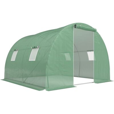 Outsunny Invernadero de Túnel 3x3x2 m con Puerta Enrollable 4 Ventanas de Malla y Estructura de Acero Galvanizado Verde Outsunny Invernadero de Túnel 3x3x2 m con Puerta Enrollable 4 Ventanas de Malla y Estructura de Acero Galvanizado Verde